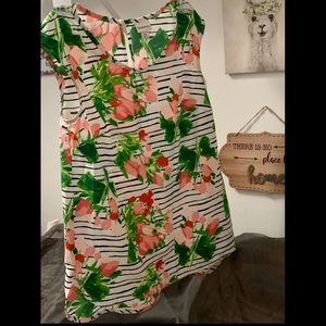 Merona Floral white / striped beautiful blouse XS